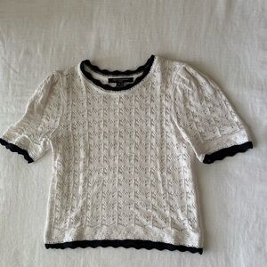 French Connection Ivory Knit Sweater with Dark Edging